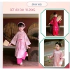 Áo Dài 4 Tà Hoa Gấm Tiên Sa cho Bé 10‑30kg – Hồng Đỏ Tết, tặng bờm, giảm 22%