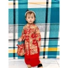 Áo Dài Bé Gái 4 Tà Hoa Mẫu Đơn, Túi Vải + Cài Ngọc Xinh – 209.000 VND 2