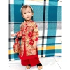 Áo Dài Bé Gái 4 Tà Hoa Mẫu Đơn, Túi Vải + Cài Ngọc Xinh – 209.000 VND 4