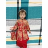 Áo Dài Bé Gái 4 Tà Hoa Mẫu Đơn, Túi Vải + Cài Ngọc Xinh – 209.000 VND 9