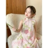 Áo dài bé gái B239 váy dài cổ tàu tùng xoè rộng họa tiết dễ thương - Giá ưu đãi 229.000đ cho Tết 3