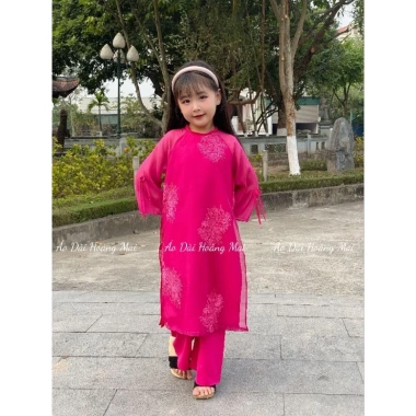 Áo Dài Bé Gái Cách Tân - Lụa Mỹ, Đính Kết Thủ Công, Đẹp Tết & Lễ, 199.000₫ 4