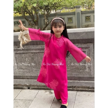Áo Dài Bé Gái Cách Tân - Lụa Mỹ, Đính Kết Thủ Công, Đẹp Tết & Lễ, 199.000₫ 8