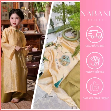 Áo dài bé gái Cát Tường màu vàng Tết 2.026 - kiểu cách tân Nabani NB25.838 giảm giá 295.000₫