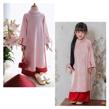 Áo Dài Bé Gái CELINA AD22 Lụa Vân Hoa Cao Cấp Pastel Xinh Xắn 8-40kg 329k