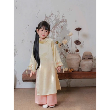Áo Dài Bé Gái CELINA AD22 Lụa Vân Hoa Cao Cấp Pastel Xinh Xắn 8-40kg 329k