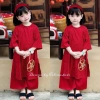 Áo Dài Bé Gái CELINA AD4 Cách Tân Đỏ Cao Cấp và Bờm Nhún Lụa Gấm Hoa, Giá Ưu Đãi 239k