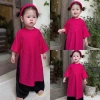 Áo Dài Bé Gái CELINA AD4 Cách Tân Đỏ Cao Cấp và Bờm Nhún Lụa Gấm Hoa, Giá Ưu Đãi 239k 9