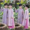 Áo Dài Bé Gái CELINA AD9 Cách Tân Lụa Gấm Thọ Cao, Kèm Mấn Nơ Nhung - 279k