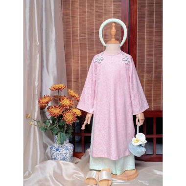 Áo Dài Bé Gái CELINA AD9 Cách Tân Lụa Gấm Thọ Cao, Kèm Mấn Nơ Nhung - 279k 6