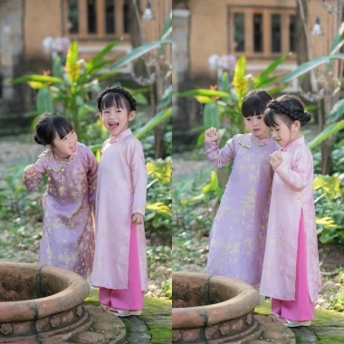 Áo Dài Bé Gái CELINA AD9 Cách Tân Lụa Gấm Thọ Cao, Kèm Mấn Nơ Nhung - 279k 7