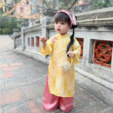 Áo dài bé gái chất gấm thọ cao cấp - Thiết kế Tết 2.026, giá ưu đãi 220.000đ