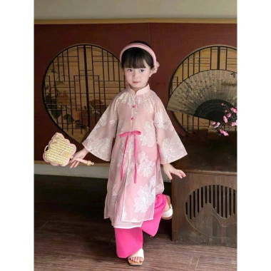 Áo dài bé gái chất tơ 10-30kg - Sang trọng, mềm mịn, dễ thương, giá 147.400₫ 4