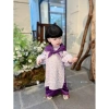 Áo dài bé gái ChiBu lụa gấm hoa mềm mịn 8-40kg kèm khăn tam giác bờm 2