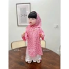 Áo dài bé gái ChiBu lụa gấm hoa mềm mịn 8-40kg kèm khăn tam giác bờm 3