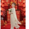 Áo dài bé gái cổ yếm 2 lớp + khăn choàng hoa rời, 8-30kg, xinh Tết, giá 169k 2