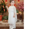 Áo dài bé gái cổ yếm 2 lớp + khăn choàng hoa rời, 8-30kg, xinh Tết, giá 169k 6