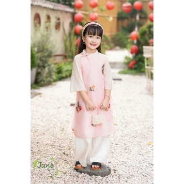 Áo Dài Bé Gái Hoạ Tiết June Siêu nhẹ 10‑30kg, Giá 295.000₫, mẫu J6.712 J6.744 J8.123