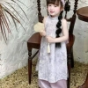 Áo Dài Bé Gái Lụa Gấm Hoa Cách Tân Thoáng Mát, Phù Hợp Tết & Lễ Hội - 219k 5