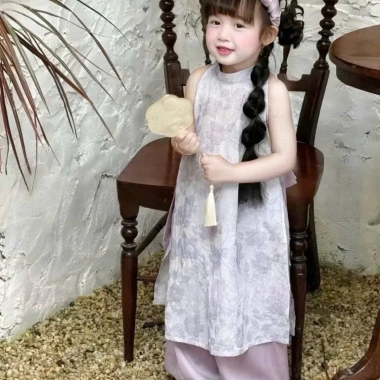 Áo Dài Bé Gái Lụa Gấm Hoa Cách Tân Thoáng Mát, Phù Hợp Tết & Lễ Hội - 219k