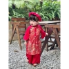 Áo Dài Bé Gái Mẫu Đơn Đỏ Hoạ Tiết Hoa Kèm Mấn Giá Ưu Đãi 179k Lễ Tết Chụp Hình 5