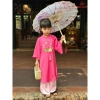 Áo dài bé gái mẫu Hoa Sen xinh xắn, thiết kế cao cấp, size 12‑44kg, sẵn hàng, giảm giá lễ Tết 5
