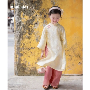 Áo dài bé gái Mimi Kids set lụa gấm cách tân mềm mại 7‑27kg Tết 209.000₫