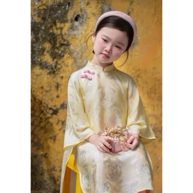 Áo dài bé gái Mimi Kids set lụa gấm cách tân mềm mại 7‑27kg Tết 209.000₫
