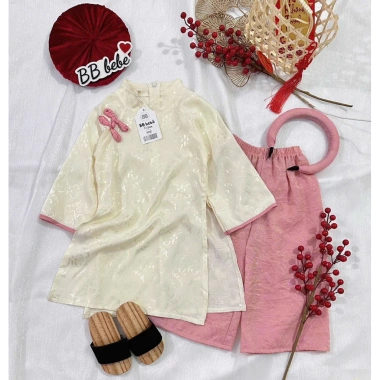 Áo dài bé gái Mimi Kids set lụa gấm cách tân mềm mại 7‑27kg Tết 209.000₫