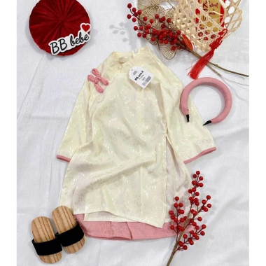 Áo dài bé gái Mimi Kids set lụa gấm cách tân mềm mại 7‑27kg Tết 209.000₫