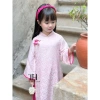 Áo Dài Bé Gái Ngọc Diệp ND25.650 Vải Gấm Đính Cúc Hồng - Trung Thu va Tết 239k 2