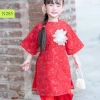Áo dài bé gái Oli River cao cấp màu đỏ sang trọng - Giá ưu đãi 322.500₫