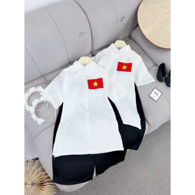 Áo dài bé gái Tết 2/9 siêu xinh, tặng xược hoa, Miu Kids 13-35kg - giảm giá 239k 6