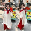 Áo Dài Bé Gái Tết Cao Cấp Gấm Thanh Liễu Form Xuông Dễ Mặc – Tặng Bờm Vòng Cổ