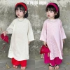Áo Dài Bé Gái Tết Cao Cấp Gấm Thanh Liễu Form Xuông Dễ Mặc – Tặng Bờm Vòng Cổ 9