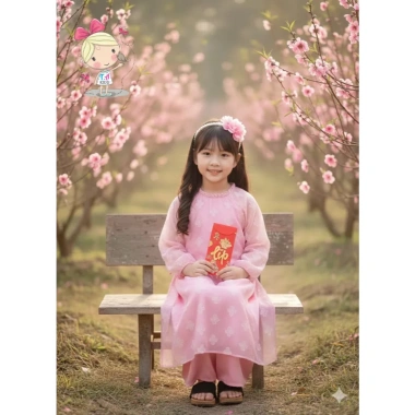 Áo dài bé gái Tết cổ truyền T.A Kids 16-42kg - Giá chỉ 199.000đ, giảm tới 55% - chất liệu mềm mại, thiết kế tinh tế 4