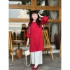 Áo dài bé gái Tết, gấm tơ tằm mix quần lụa mềm mịn 12-40kg giá 315.000 VND 3