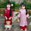 Áo dài bé gái Tết, gấm tơ tằm mix quần lụa mềm mịn 12-40kg giá 315.000 VND 5
