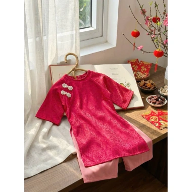 Áo Dài bé + Khăn buộc 6.077 – Thiết kế tinh tế, chất mềm, giá ưu đãi 135k 9