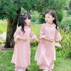 Áo dài bé Sora bébé Thiên An chất liệu tơ siêu nhẹ in nơ xinh đẹp dáng suông cổ sen tay lỡ 1-6 tuổi - Giá ưu đãi 305.000 VND 2