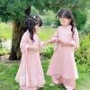 Áo dài bé Sora bébé Thiên An chất liệu tơ siêu nhẹ in nơ xinh đẹp dáng suông cổ sen tay lỡ 1-6 tuổi - Giá ưu đãi 305.000 VND 4