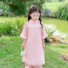 Áo dài bé Sora bébé Thiên An chất liệu tơ siêu nhẹ in nơ xinh đẹp dáng suông cổ sen tay lỡ 1-6 tuổi - Giá ưu đãi 305.000 VND 6