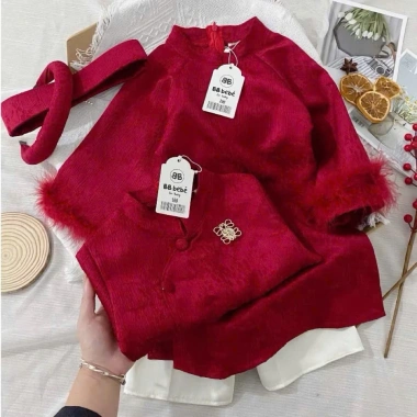 Áo dài bé trai, bé gái Set gấm đỏ 7-27kg – Tết 2.026 Mimi Kids, giảm giá 219k 3