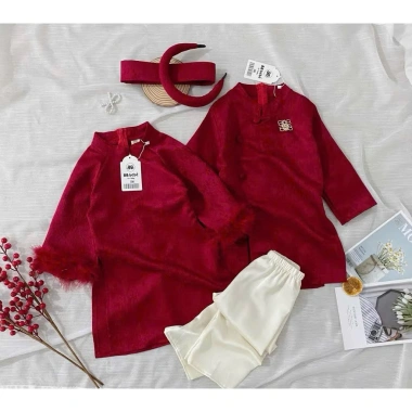 Áo dài bé trai, bé gái Set gấm đỏ 7-27kg – Tết 2.026 Mimi Kids, giảm giá 219k 4