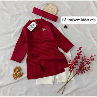 Áo dài bé trai, bé gái Set gấm đỏ 7-27kg – Tết 2.026 Mimi Kids, giảm giá 219k 5