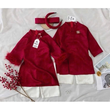 Áo dài bé trai, bé gái Set gấm đỏ 7-27kg – Tết 2.026 Mimi Kids, giảm giá 219k 6
