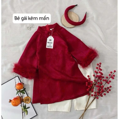 Áo dài bé trai, bé gái Set gấm đỏ 7-27kg – Tết 2.026 Mimi Kids, giảm giá 219k 8