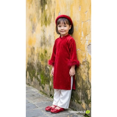 Áo dài bé trai, bé gái Set gấm đỏ 7-27kg – Tết 2.026 Mimi Kids, giảm giá 219k 9