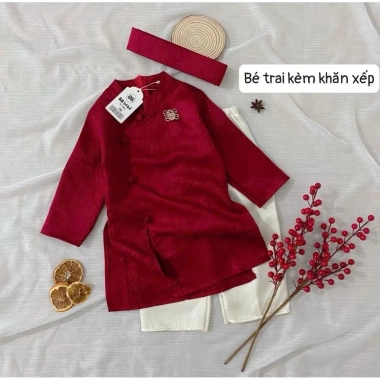Áo dài bé trai, bé gái Set gấm đỏ 7-27kg – Tết 2.026 Mimi Kids, giảm giá 219k 10