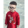 Áo dài bé trai cách tân hình lân thêu đẹp, size 10-30kg, Tết, giá 155.000 VND 3